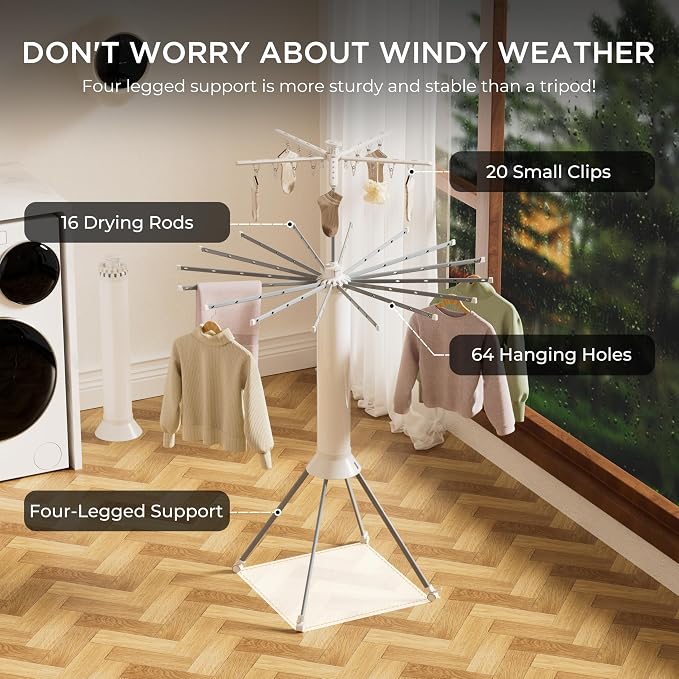 4-Legged Clothes Drying Rack, Portable Dryer Rack - Image 2
