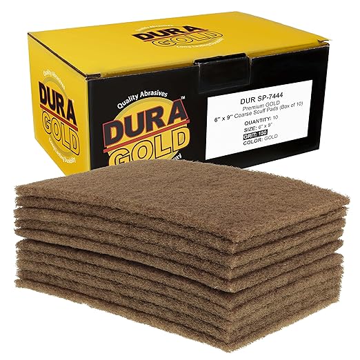 Dura-Gold Premium 6" x 9" Gold Coarse Scuff Pads, Box of 10 by Dura-Gold