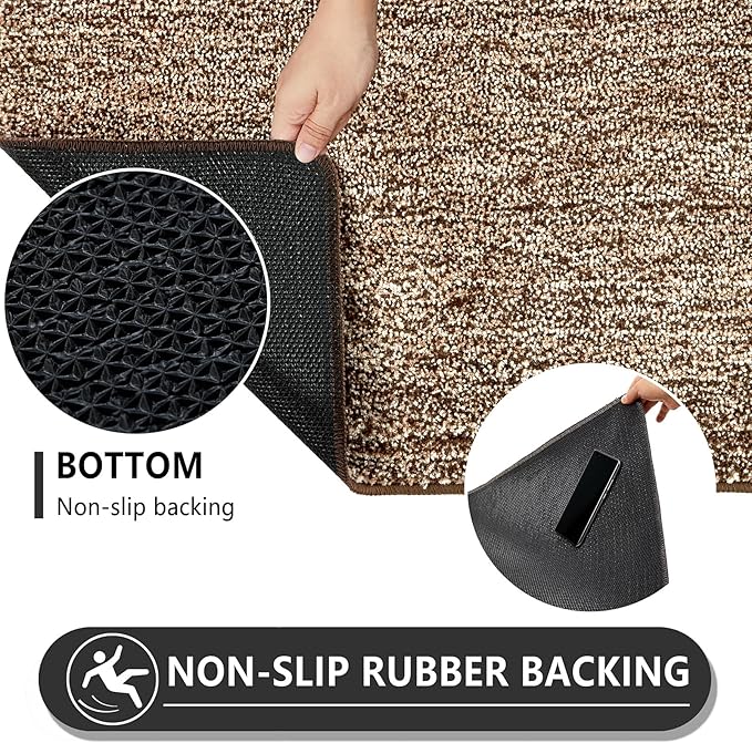 REFETONE Coffee/Brown Doormat, Indoor Non Slip Absorbent Rug - Image 5