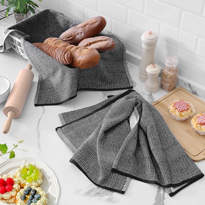 Homaxy Premium Kitchen Towels, Large Cotton Kitchen Hand Towels, Flat and Terry - Image 6