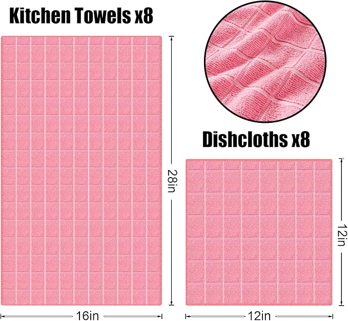 Homaxy Microfiber Kitchen Towels and Dishcloths Set, 12 Pack Soft and Absorbent - Image 6