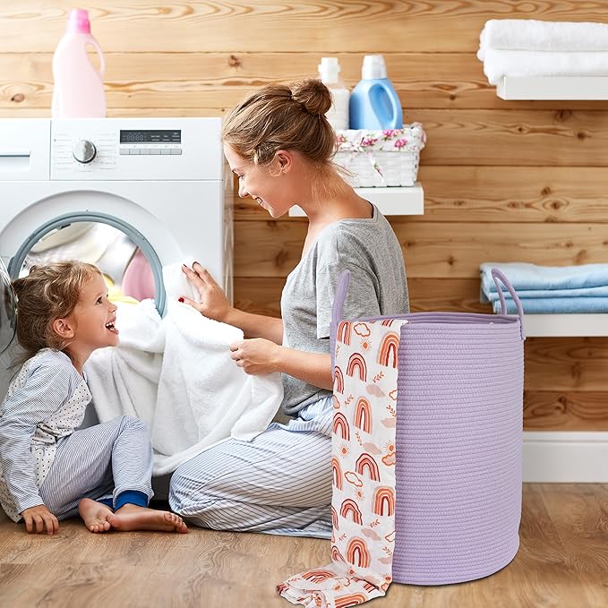 Cotton Rope Laundry Basket Hamper - Image 4