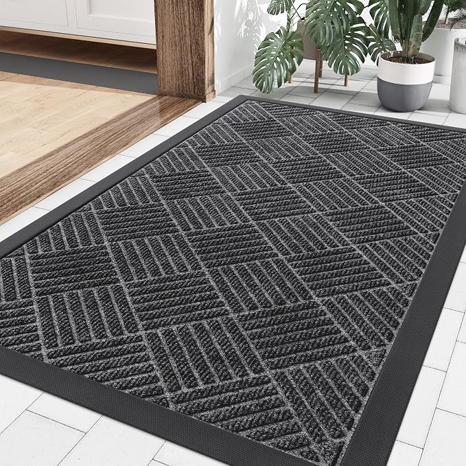 Smiry Front Door Mat Outside Entrance, Heavy Duty Outdoor Indoor Natural Rubber by Smiry