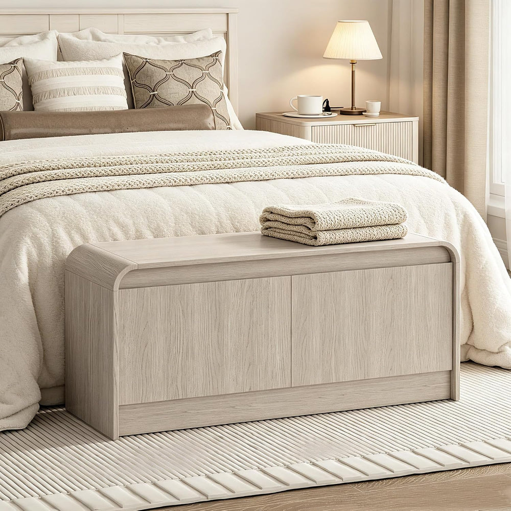 Homleke Modern Curved Entryway Shoe Storage Bench