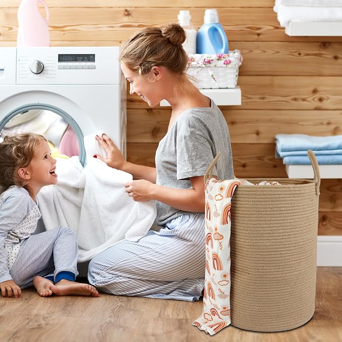 Cotton Rope Laundry Basket Hamper - Image 4
