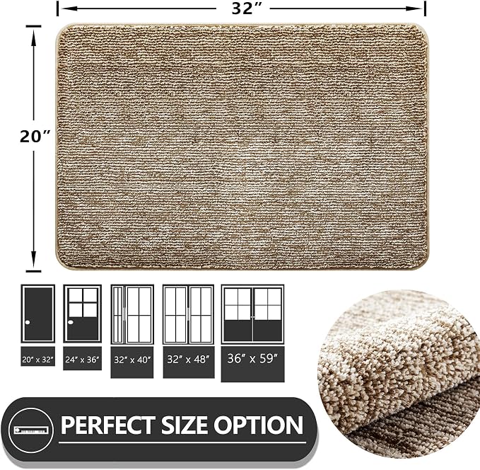 REFETONE Indoor Doormat, Front Door Mat 20"x32" Absorbent Rubber Backing Non - Image 2