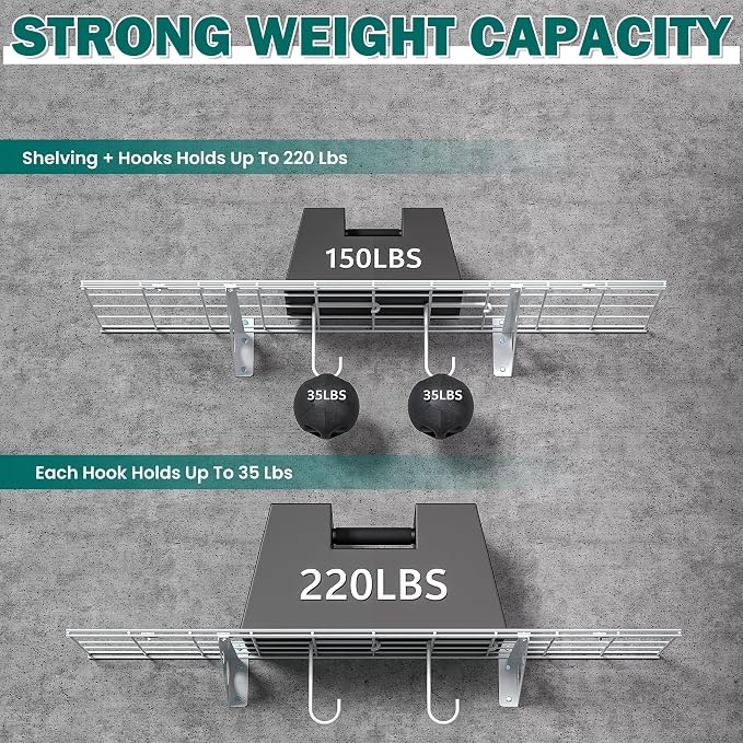 EVERHANGER Garage Wall Shelves, 12 X 48 Inch Wall Mounted Storage Shelves - Image 3