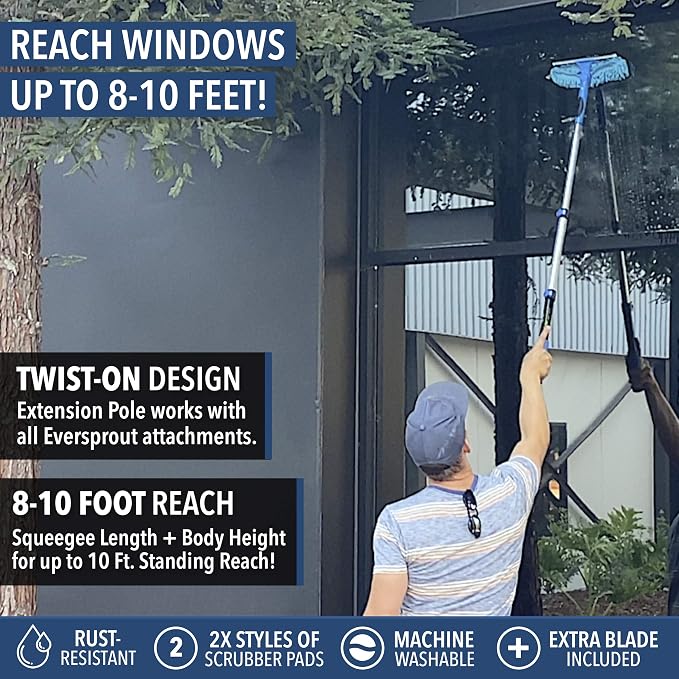 EVERSPROUT 1.5-to-3 Foot Swivel Squeegee and Microfiber Window Scrubber | - Image 5