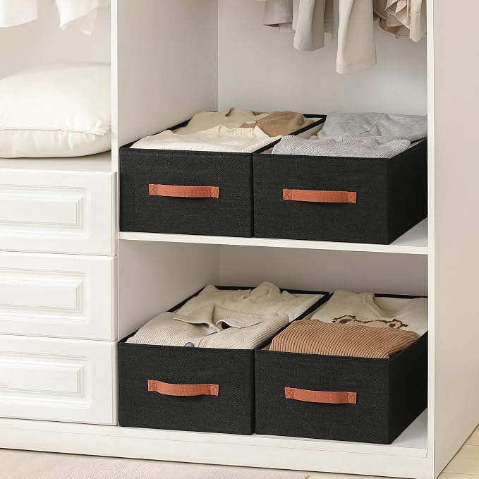 linen closet organizers and storage, 3 Pack Large Storage Baskets, Clothing - Image 4