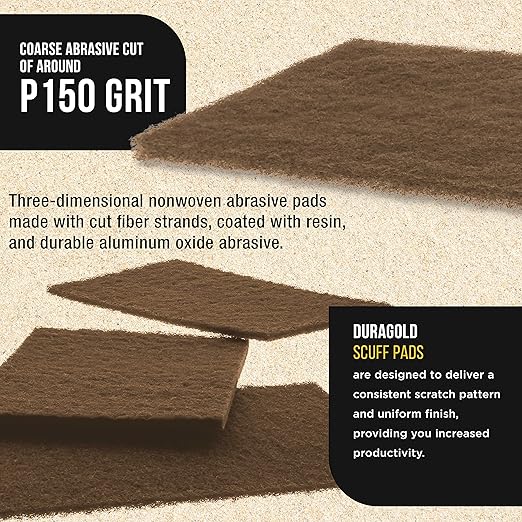Dura-Gold Premium 6" x 9" Gold Coarse Scuff Pads, Box of 10 - Image 3