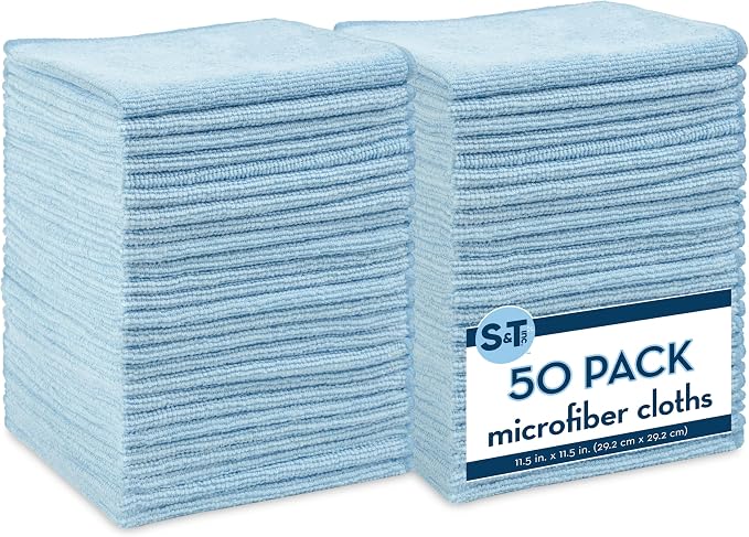 S&T INC. 50 Pack Microfiber Cleaning Cloth, Bulk Towels by STINC