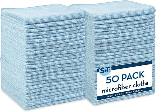 S&T INC. 50 Pack Microfiber Cleaning Cloth, Bulk Towels by STINC