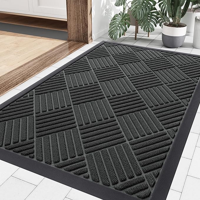 Smiry Front Door Mat Outside Entrance, Heavy Duty Outdoor Indoor Natural Rubber by Smiry