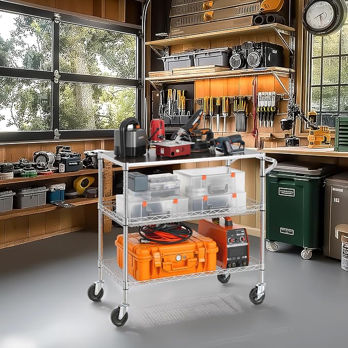 Finnhomy 3 Tier Heavy Duty Commercial Grade Utility Cart - Image 5
