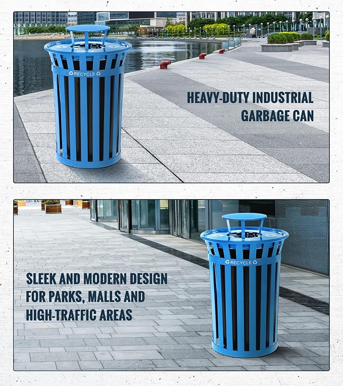 Alpine Outdoor Metal Waste Receptacle Rain Bonnet Lid - Image 7