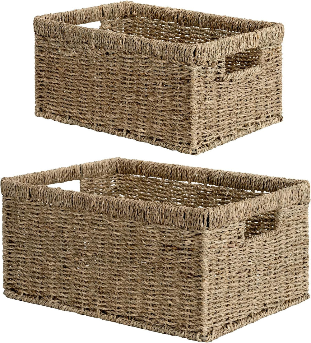 StorageWorks Wicker Storage Baskets, Large and Small Baskets, Handwoven