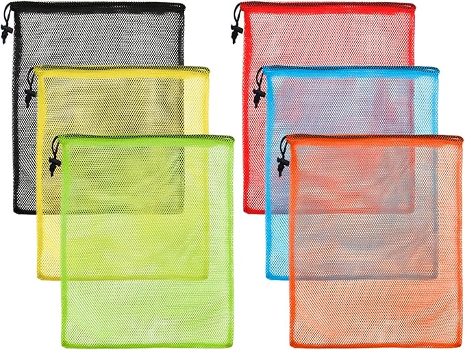 iMucci 13"X15.5" 6Pcs Mesh Laundry Drawstring Bag Nylon Drawstring Gym Bag by DancingaColorfulLifeinSpiritualWorld