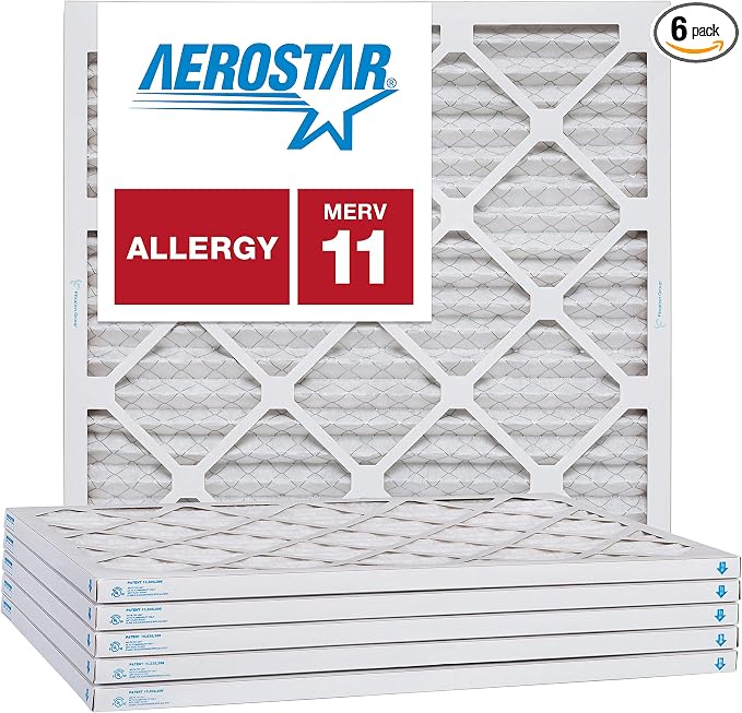 Aerostar 8x8x1 MERV 11, Pleated Air Filter, Box of 6, Made in the USA by AirFiltersDelivered