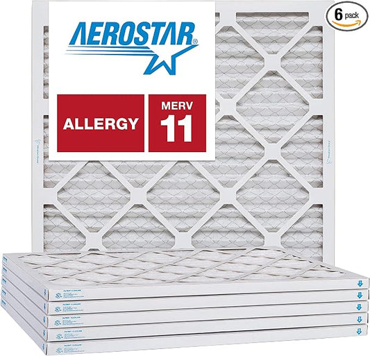 Aerostar 22x22x1 MERV 11, Pleated Air Filter, Box of 6, Made in the USA by AirFiltersDelivered