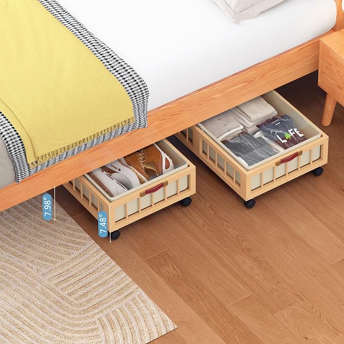 efluky 2-Pack Bamboo Under Bed Storage Containers - Image 7