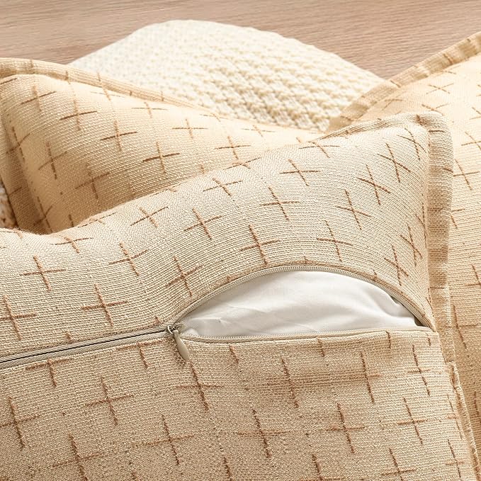 ZWJD Pillow Covers 16x16 Set of 2 Soft Polyester Textured Pillow Covers - Image 3