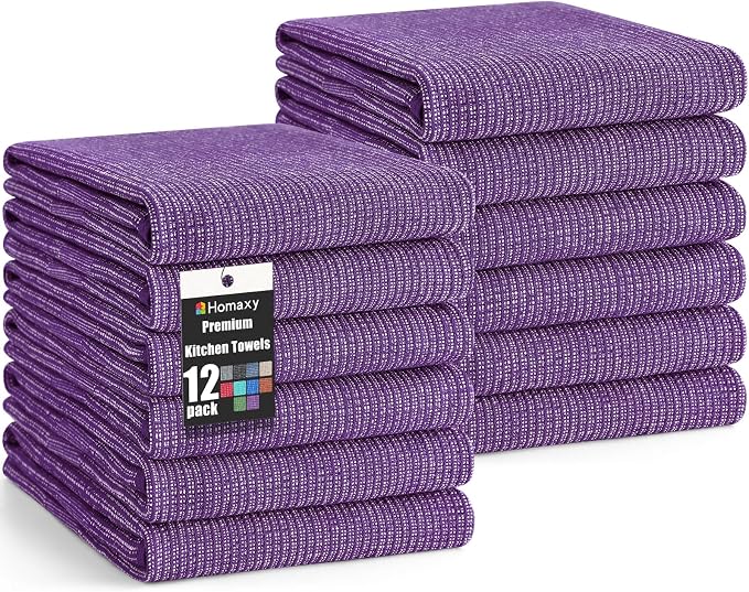 Homaxy Premium Kitchen Towels, Large Cotton Kitchen Hand Towels, Flat and Terry by Homaxy