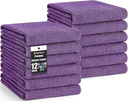 Homaxy Premium Kitchen Towels, Large Cotton Kitchen Hand Towels, Flat and Terry by Homaxy