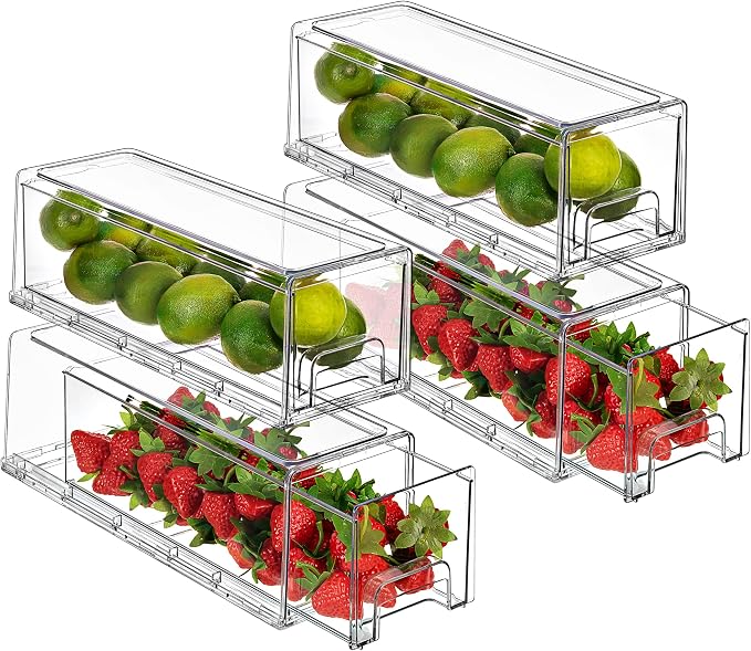 Sorbus Small Wide Clear Storage Drawers – Stackable Pull-Out Storage Bins by Sorbus