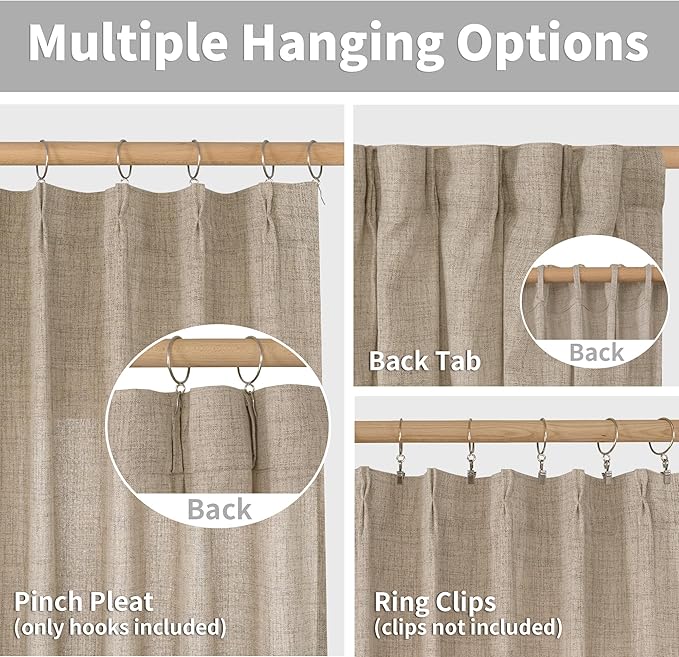 YoungsTex Oatmeal Linen Curtains 36 Inch Length - Image 6