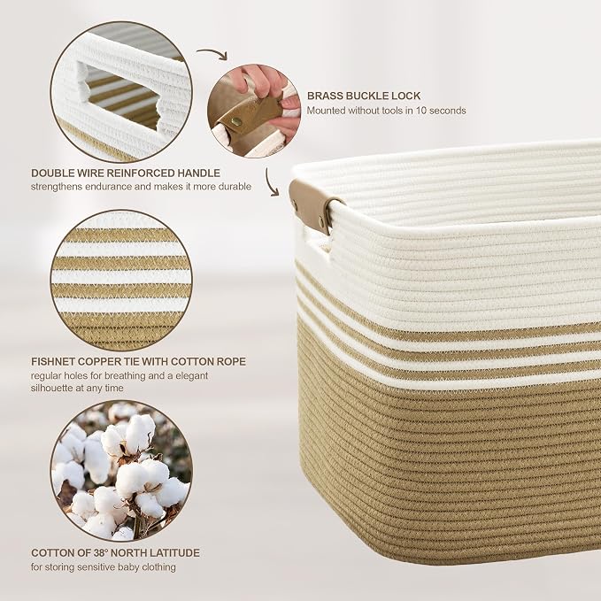 60L Large Laundry Basket with Leather Handles - Image 4