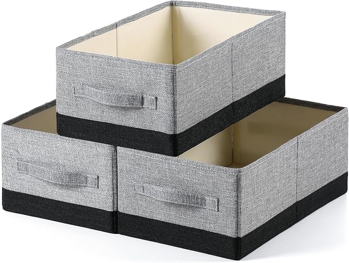 linen closet organizers and storage, 3 Pack Large Storage Baskets, Clothing by Unknown