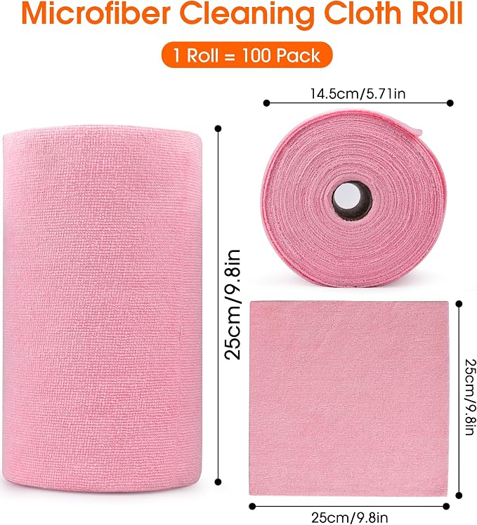 Roll of Microfiber Cleaning Cloth –100 Pack, Tear Away Microfiber Towels - Image 7