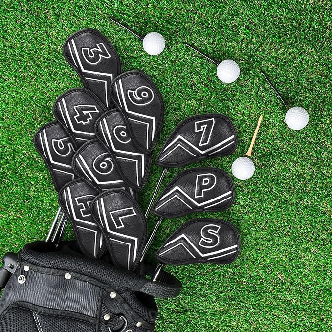 Welspo Magnetic Leather Golf Iron Head Covers 11 Pack Synthetic Leather Club - Image 9