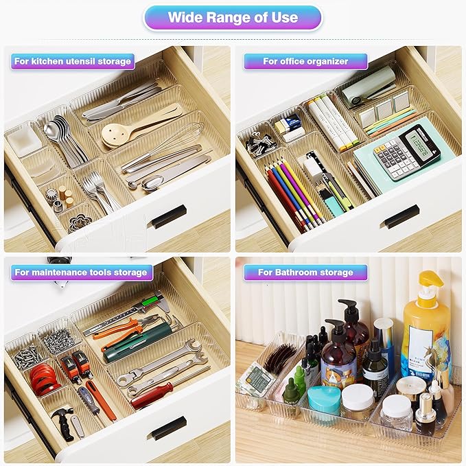 25 PCS Clear Plastic Drawer Organizer Set - Image 7