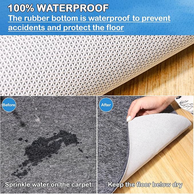 Non-Slip Rug Pads 2 x 3 ft, 100% Waterproof Extra Large Area Rugs Non Skid Rug - Image 4