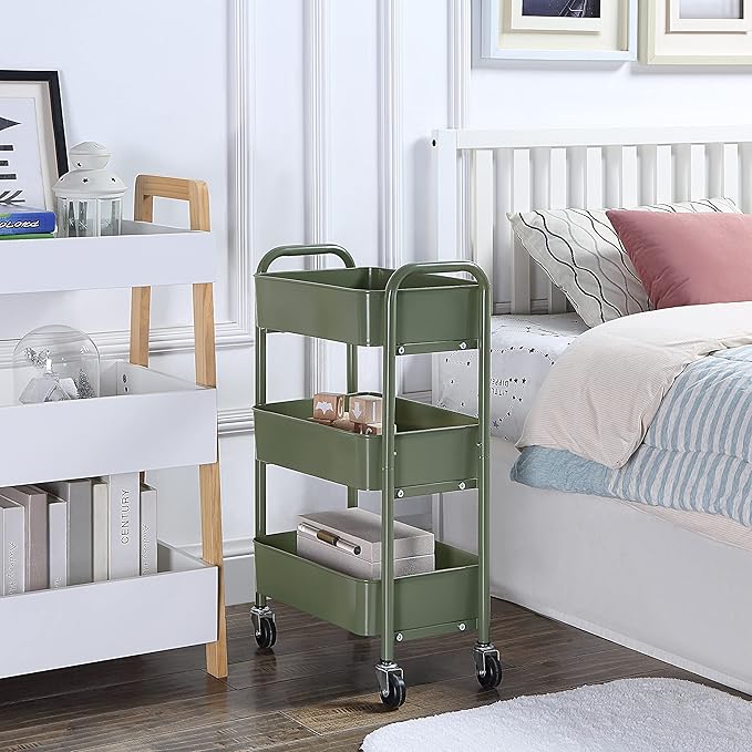 SunnyPoint 3-Tier Delicate Compact Rolling Metal Storage Organizer - Image 3