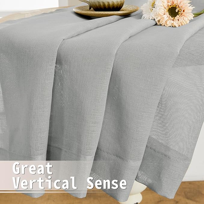Tollpiz Short Sheer Door Curtain Closet Linen Textured Curtain Sheers Doorway - Image 6