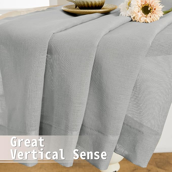 Tollpiz Sheer Door Curtains Closet Linen Textured Curtain Sheers Doorway Light - Image 6