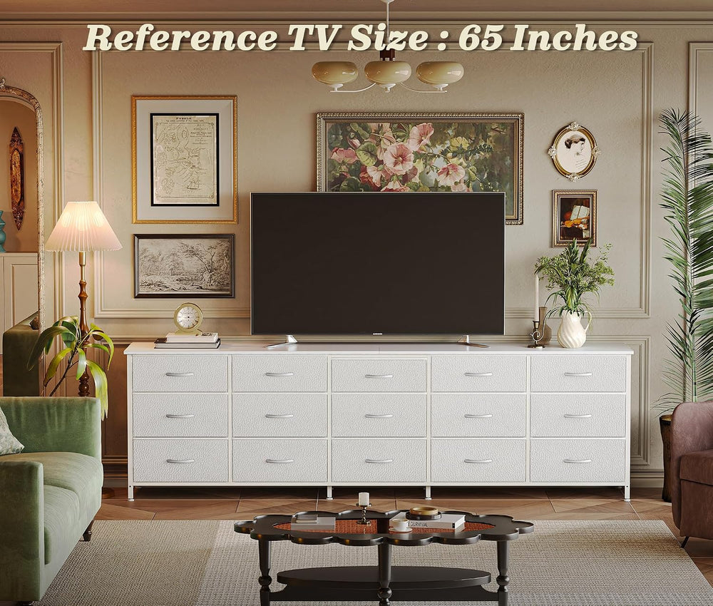 Huuger 78.7 inch Long Dresser for Bedroom, 15 Drawer Fabric Dresser for Close...