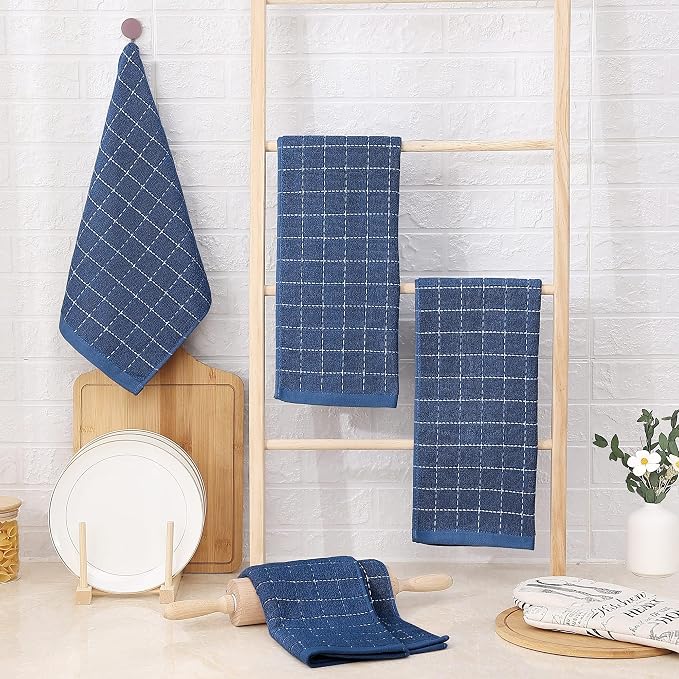 Homaxy 100% Cotton Terry Kitchen Towels, Checkered Designed, Soft and Super - Image 7