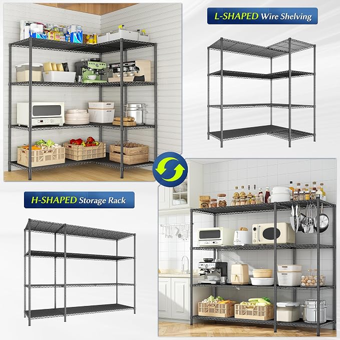 52.36''W Storage Shelves Metal Shelving Unit Load 1120LBS 4 Tier Wire Shelving - Image 4