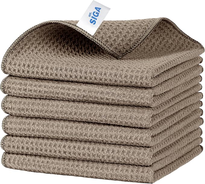 MR.SIGA Waffle Pattern Cleaning Cloths, Reusable Absorbent Microfiber Cleaning by MRSIGA