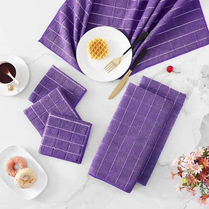 Homaxy Microfiber Kitchen Towels and Dishcloths Set, 12 Pack Soft and Absorbent - Image 9