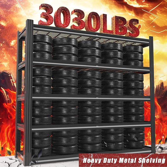 48" W Metal Garage Shelving 5 Tier Storage Shelves Heavy Duty 3030LBS - Image 4