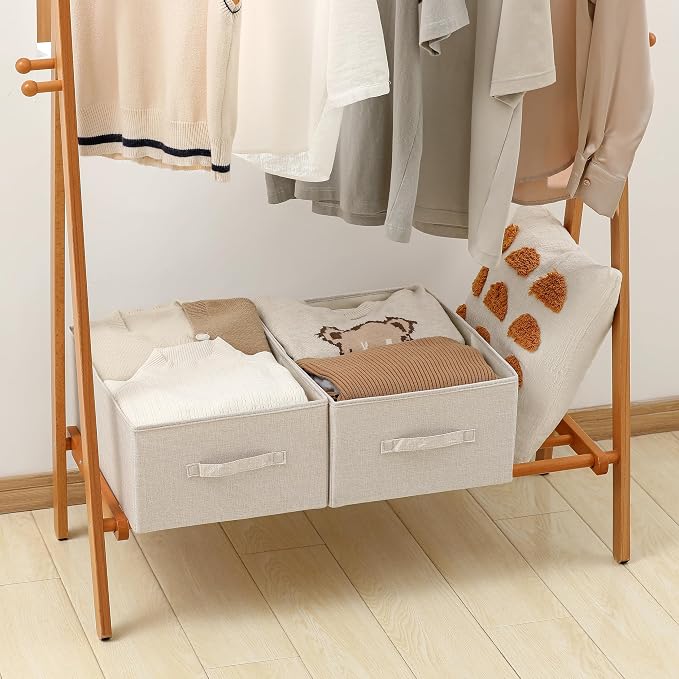 Linen Folding Storage Bins, 3 Pack Large Storage Baskets, Clothing Storage Bins - Image 9