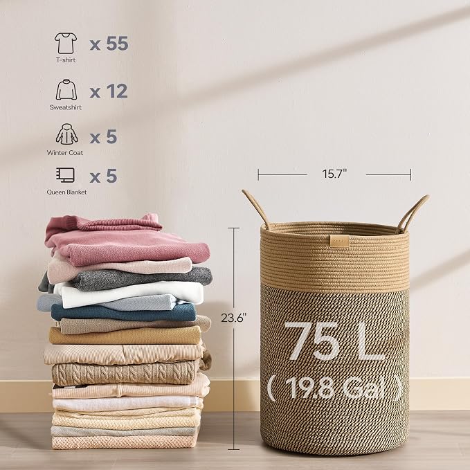 Laundry Hamper 75L, Large Laundry Basket - Image 6