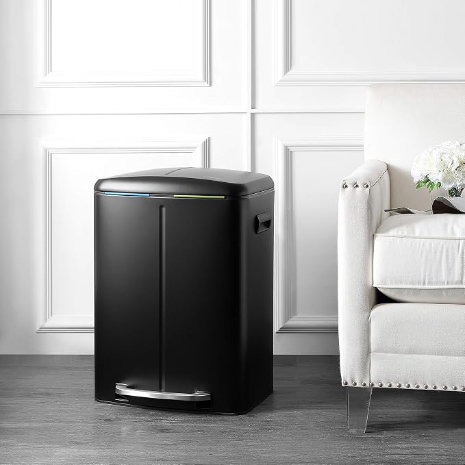 happimess HPM1005B Marco Rectangular 10.6-Gallon Double Bucket Trash Can - Image 2
