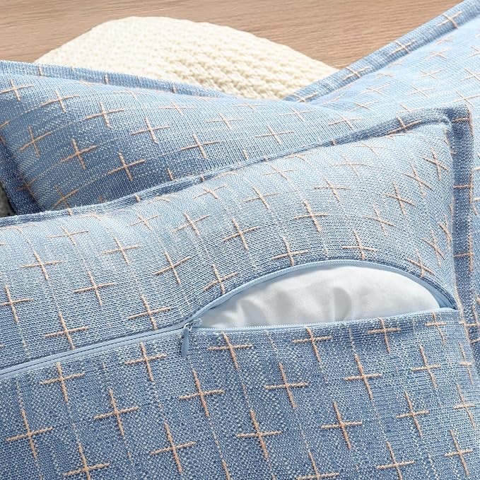 ZWJD Pillow Covers 18x18 Set of 2 Soft Polyester Textured Pillow Covers - Image 3