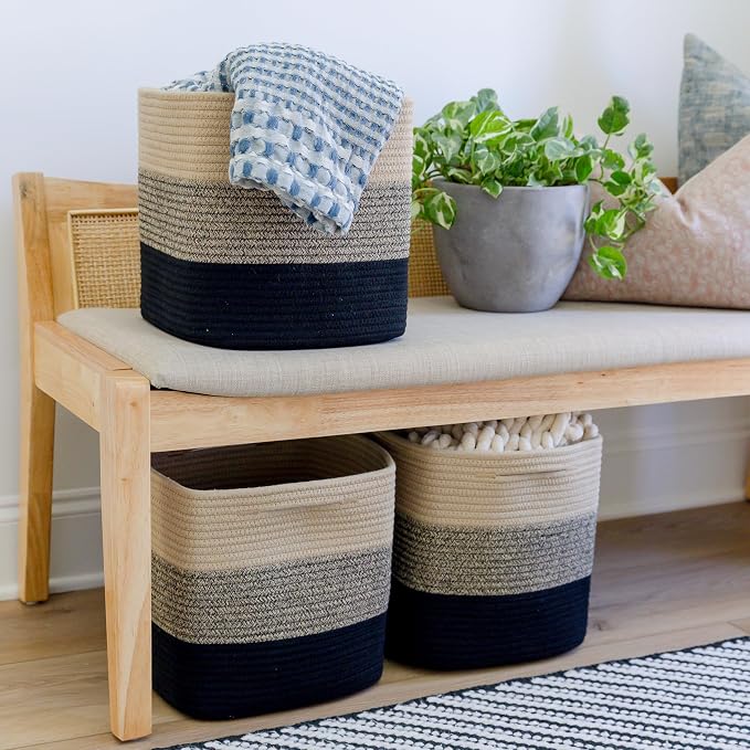 NaturalCozy Storage Cubes 11 Inch Cotton Rope Woven Baskets - Image 8