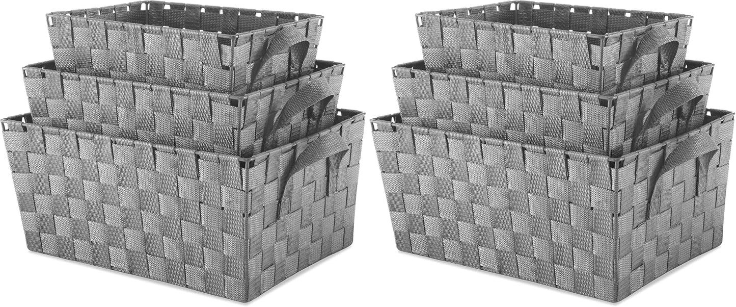 Whitmor Woven Strap Storage Baskets S/3-Gray (Pack of 2)